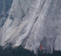 Glacier Point Apron - Variation on a Theme 5.10b R - Yosemite Valley, California USA. Click to Enlarge