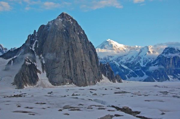 A pick of Mt. Barrille and Denali in the background.  The Cobra Pillar...