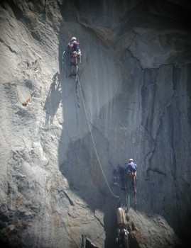 A climber leading the twelfth pitch with the Devil's Brow &#40;just ou...