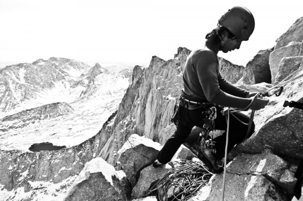 Hamik at work on the East Buttress. 