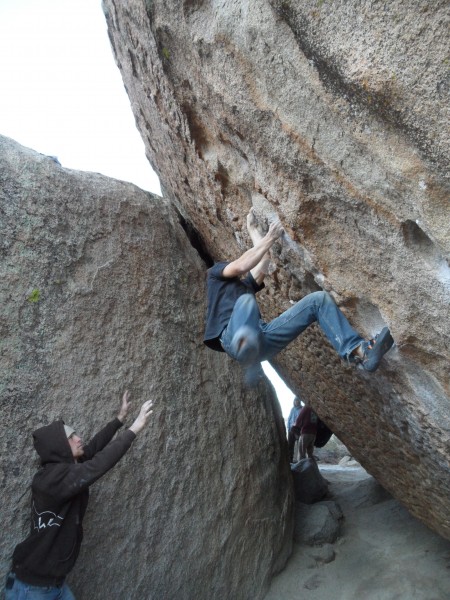 Conor and Elliot working the bottom of Fall Guy.