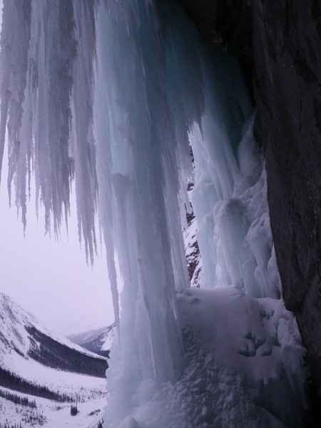 Ice pillars and daggers in the cave on the Weeping Wall