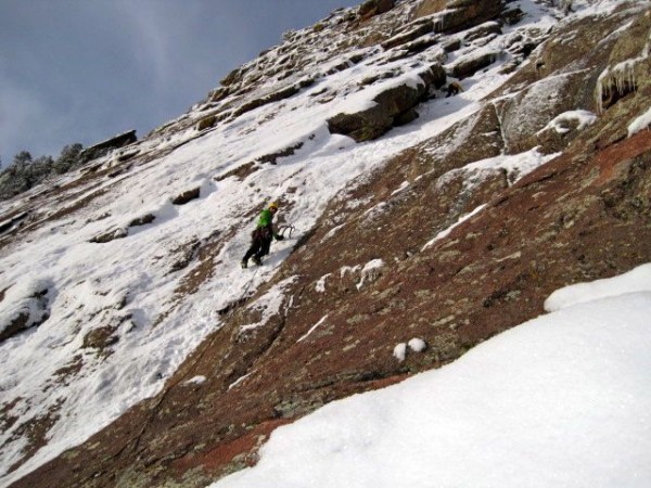 Looking up the thin path of the Silk Road, 1st Flatiron, Colorado.