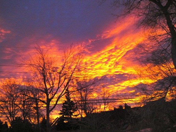 Winter sunset over Boulder, CO.