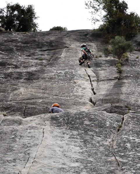 The kid leading the second pitch of Jam Crack