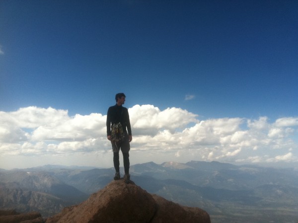 Summit of Longs, all to ourselves and not a storm cloud in sight