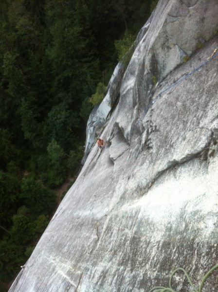 Nathan figuring out the pitch 3 crux