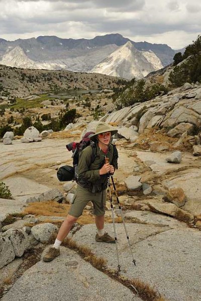 Looking down on Dusy Basin and Le Conte Canyon just before a massive f...