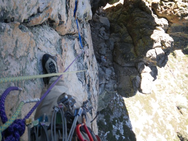 Looking down halfway up fourth pitch of Handle With Care