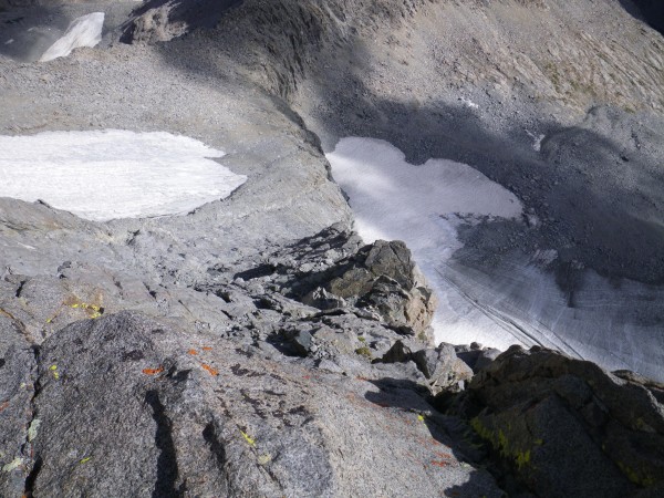 At the rope up spot, looking down at the glacier