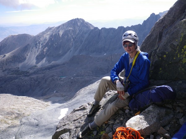 Me getting ready to rope up, ~13500'