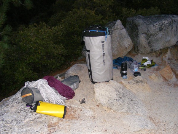 My gear on the summit of the Prow.