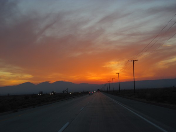 Homeward bound - west of Brawley, driving towards the sunset before sw...