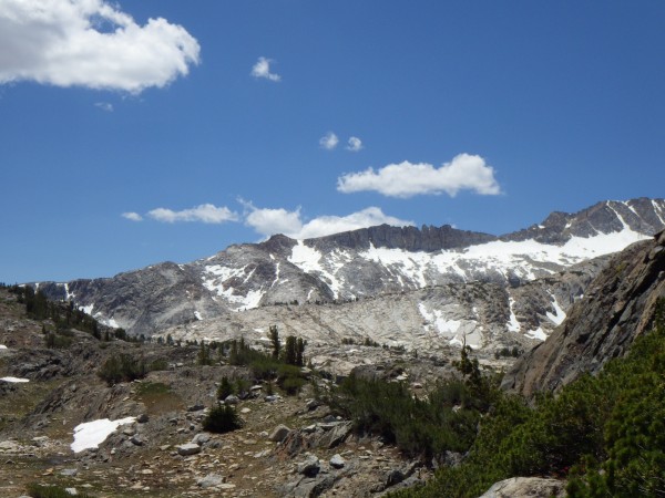 View from back of Saddlebag Lake on the trail