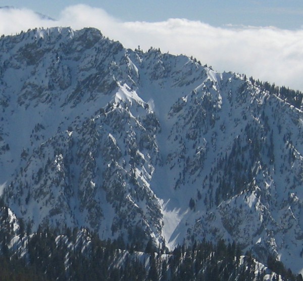 The Gauntlet is the constriction at the couloir's midpoint