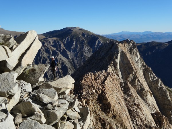 Geoff navigating down the descent ridge