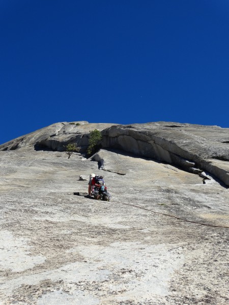 Geoff starting out on North Dome South Face