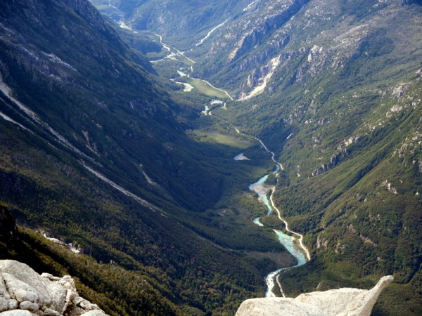 Looking down on the new road.