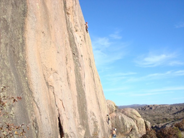 Climbers on las Placas de Arriba in 2012. The person down and right is...