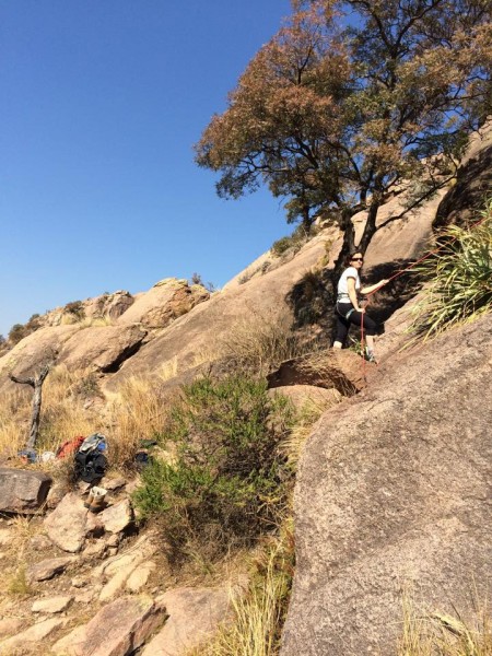 My wife, Gaby Cendoya, on belay duty