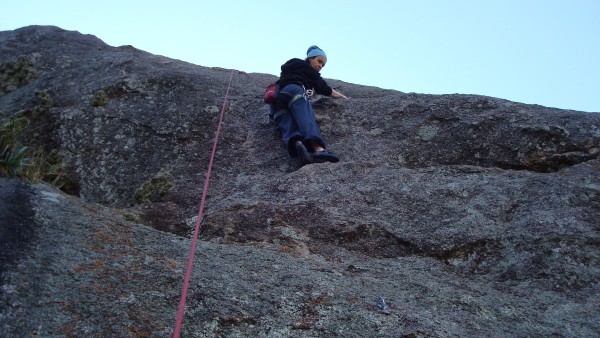 Gaby on the crux move of the other 6a route <br/>
