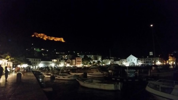 The harbour in the town of Hvar on the island of Hvar.