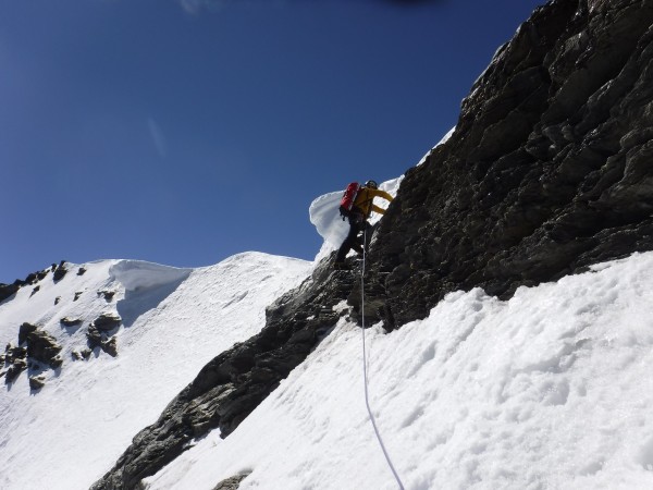 final rock step before the summit ridge