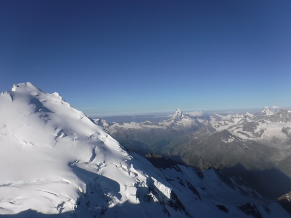 zermatt valley and the matterhorn, proud and tall, in the background