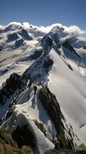 the route behind us, with the italian team on the tower across