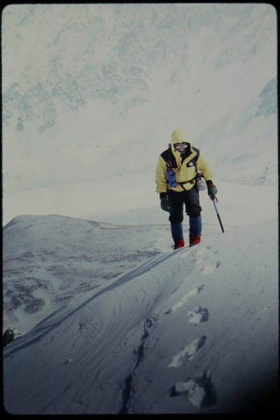 Phil on the lower angle but much windier top section of Kelso Ridge.