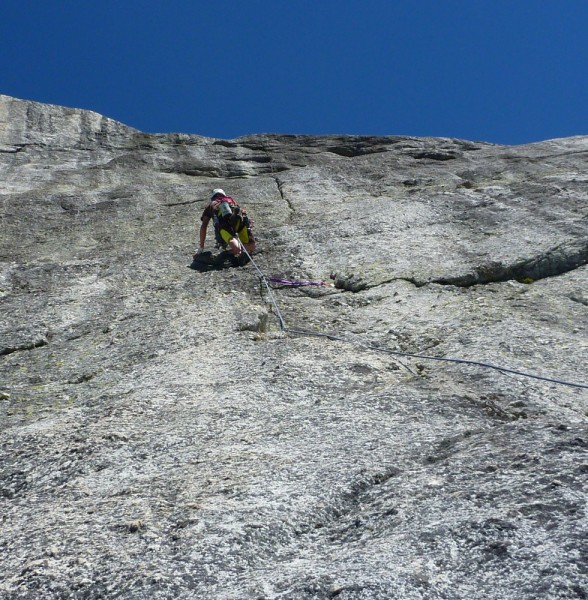 Isostacy pitch#2 the kid on lead. That is a nice finger crack up there...