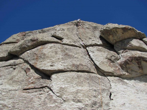 "Fritz" topping out on Indian Chief Rock, Flake route.