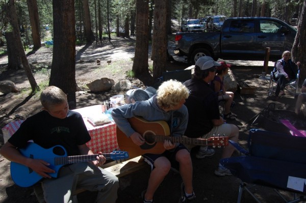 We brought guitars. The blue one is carbon fiber - the perfect travel ...