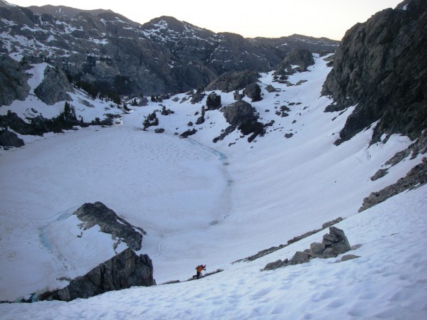 Down climbing to Iceberg Lake.