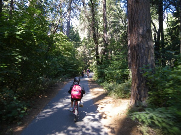 Riding our bikes to the government stables.