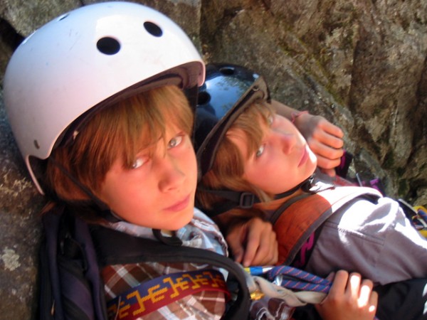 Sawyer & Riley at the 3rd belay.  Photo by Ky.