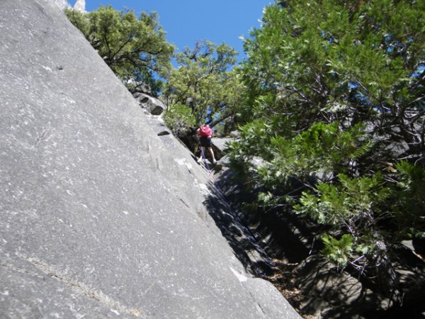 Ky on the rap descent into the water channel near the base of the Uppe...