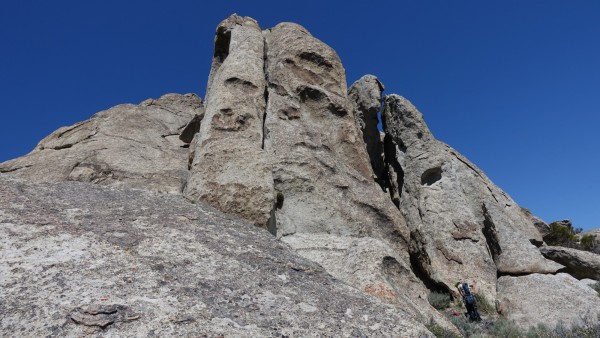 Fun 5.8 chimney on the right, and stuff on the left we didn't climb.