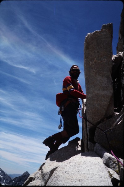 John leading the airy traverse.