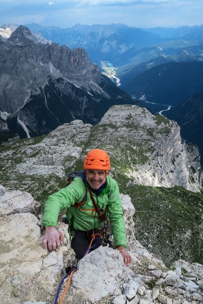 Arriving at the summit of Cima Piccola