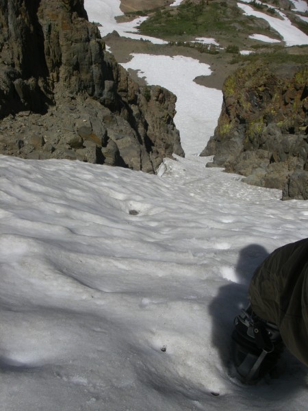 Looking down Cresent Col, Aug. 2011.