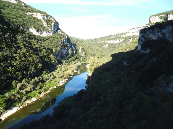 The view upstream from the belay at pitch 3