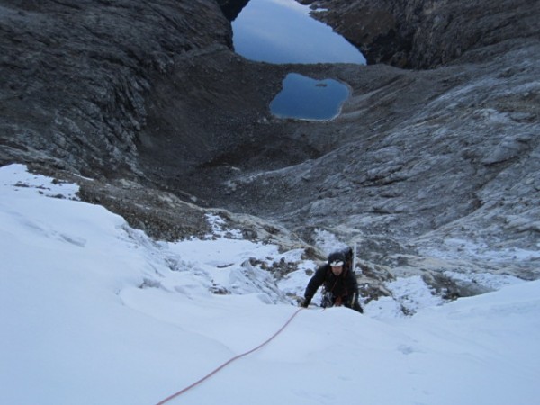 At the top of the glacier.