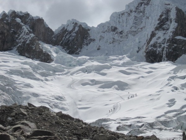 The approach to Alpamayo high camp.