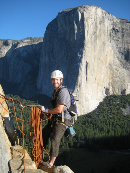 Geoff at the top of P4.  The views of El Cap behind us were stunning!