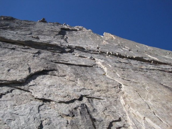 Look closely for the climber on the first pitch of Syke's Sickle.